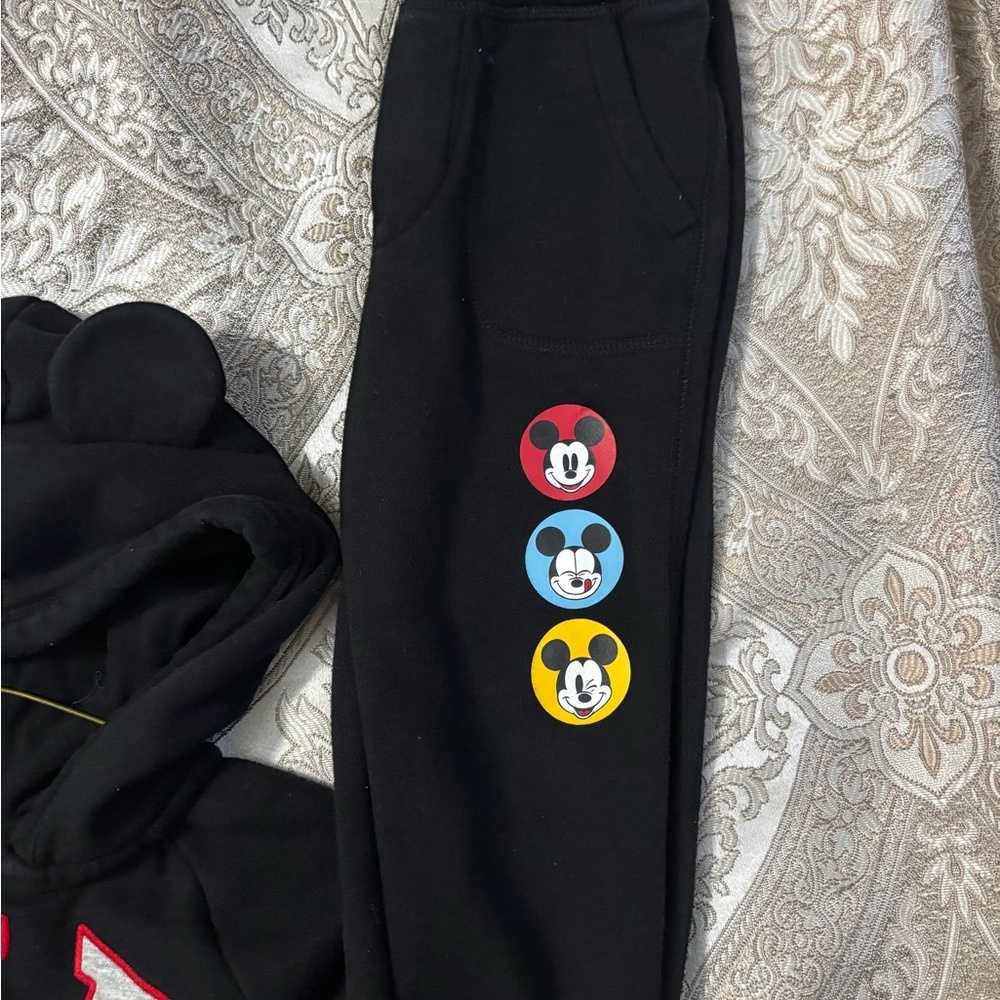 GAP Black Hoodie and Pants Set with Mickey Mouse EUC - Picture 3 of 4